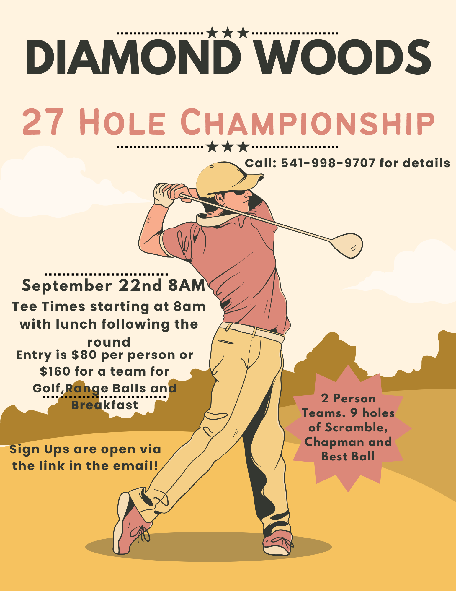 Diamond Woods Golf Course | Home / Pop-Up - (September 2024) Diamond Woods Golf Course Home / Pop-Up – (September 2024) DWGC (September 22nd, 2024) 27-Hole Championship Event (Flyer / Pop-Up)