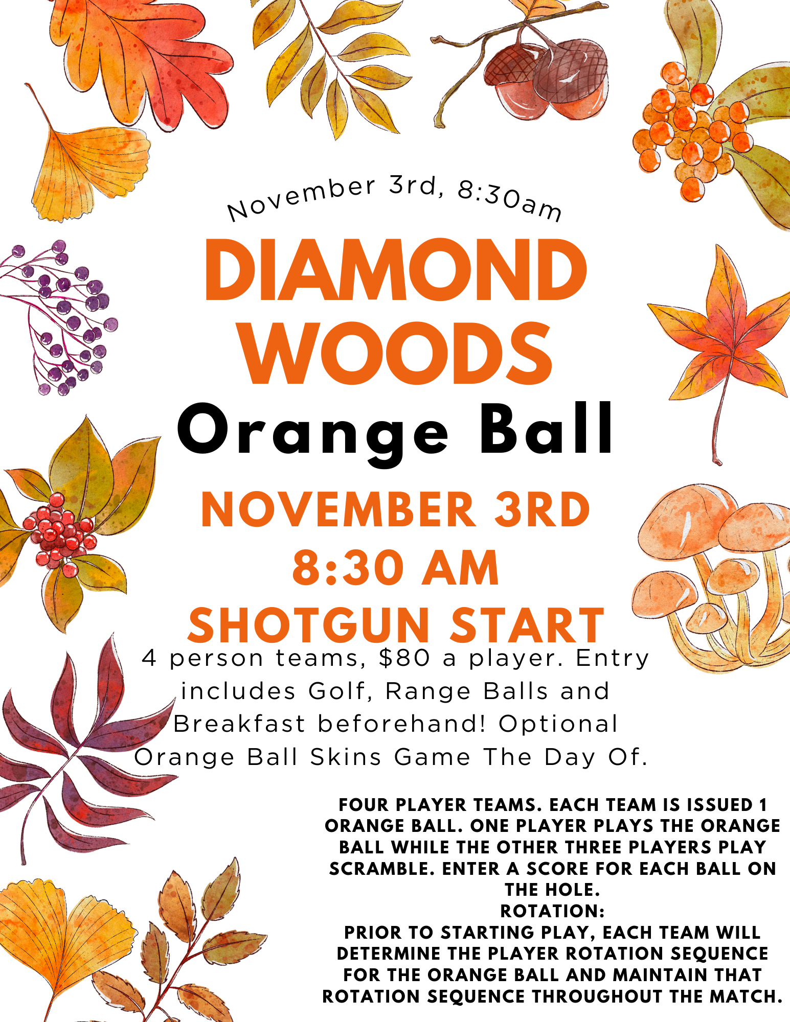 Diamond Woods Orange Ball Event (Flyer / Pop-Up)